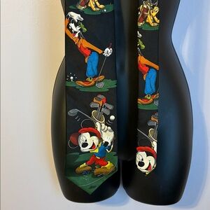 Mickey Unlimited Vintage Mickey Goofy Pluto Donald Golfing Necktie Tie